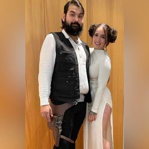 Han Solo Costume. Blaster, belt with holster and Black vest.